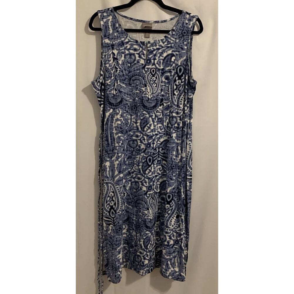 Chicos Size 2 Womens Large Dress Belted Sleeveless Stretch MIDI Please Read - Picture 3 of 8